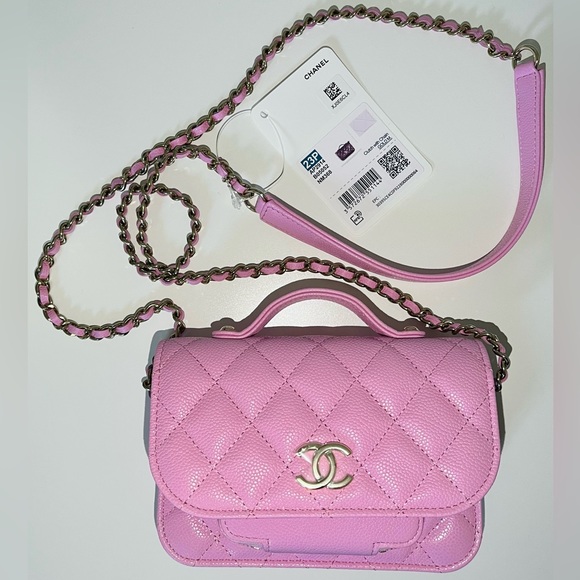 ♥️SOLD♥️ Chanel 23P Lilac Pink Caviar Business Affinity Chain Clutch Mini NWT - Picture 15 of 15